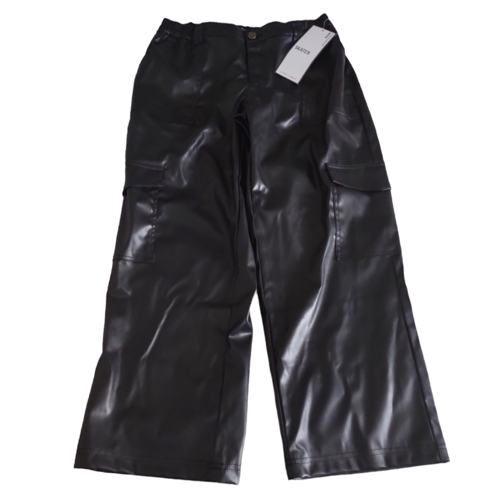NWT Almost Famous Large Black Faux Leather Skater Cargo Pants